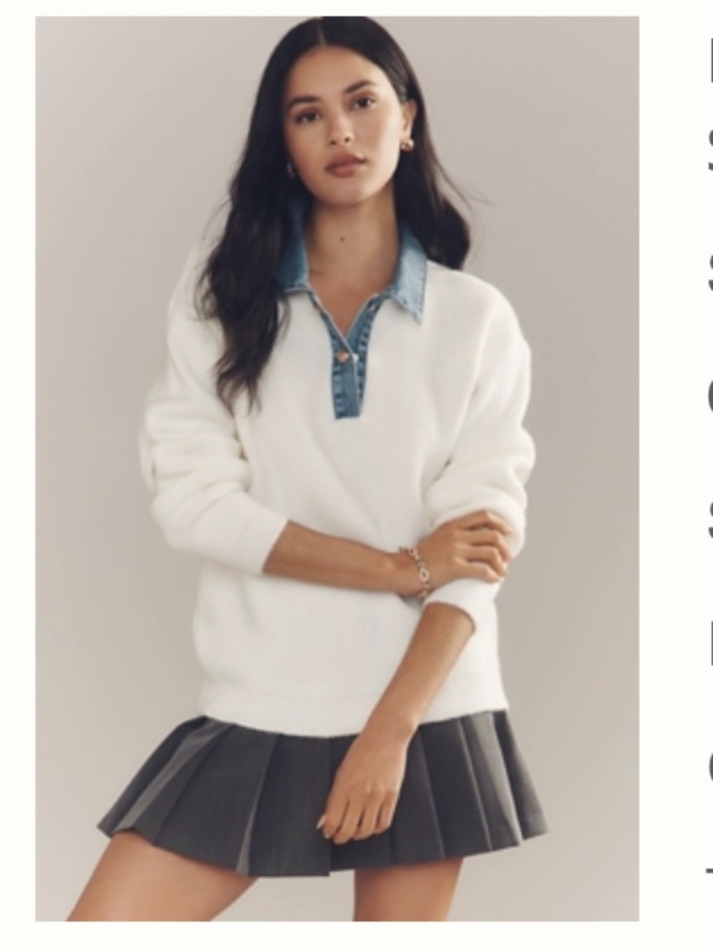 NEW Maeve (Anthropologie) white denim polo sweater - size M